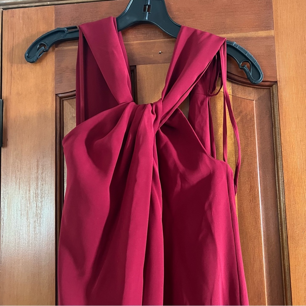 Raoul cranberry cape back gown dress